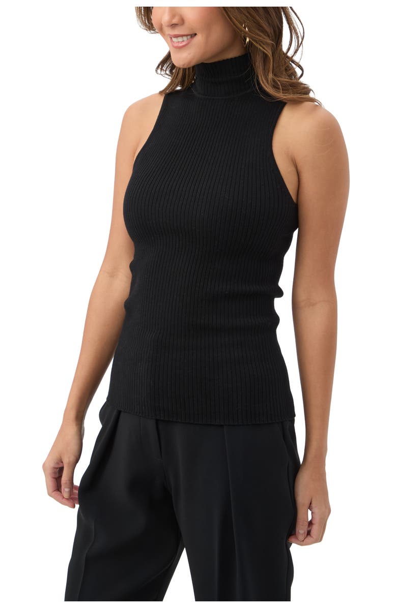 Trina Turk Westhampton Sleeveless Ribbed Turtle Neck, Alternate, color, Black