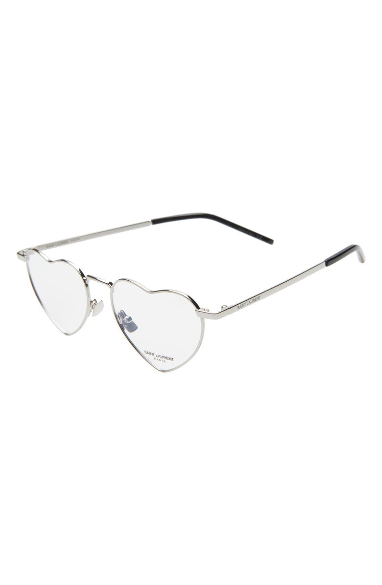 Saint Laurent 52mm Lou Heart Optical Glasses, Alternate, color, 