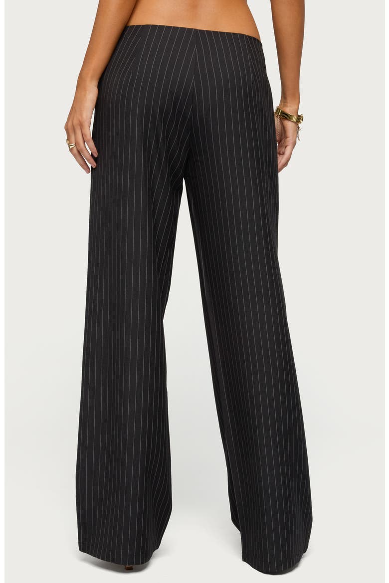 Kerie Pinstripe Wide Leg Pants, Alternate, color, BLACK