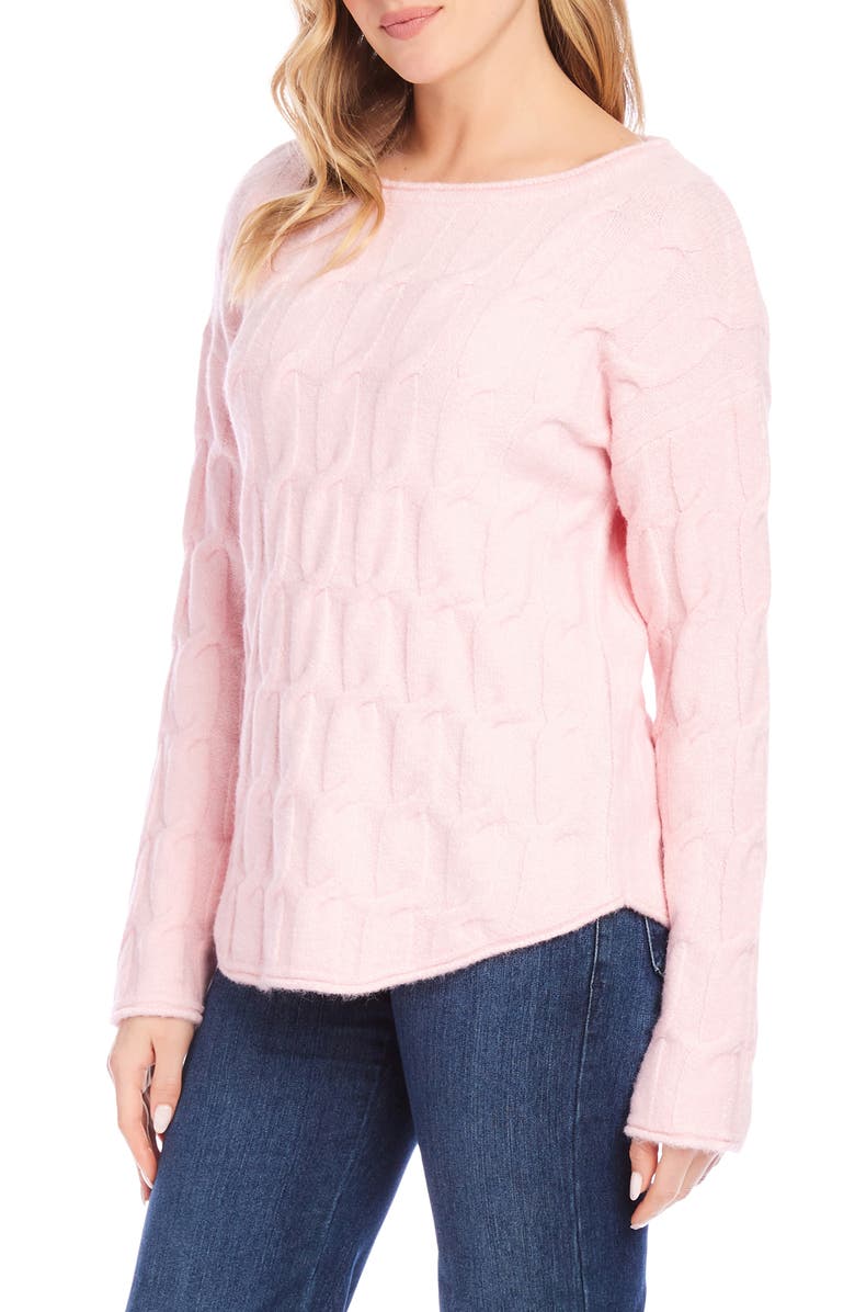 Karen Kane Cable Curved Hem Sweater, Alternate, color, 