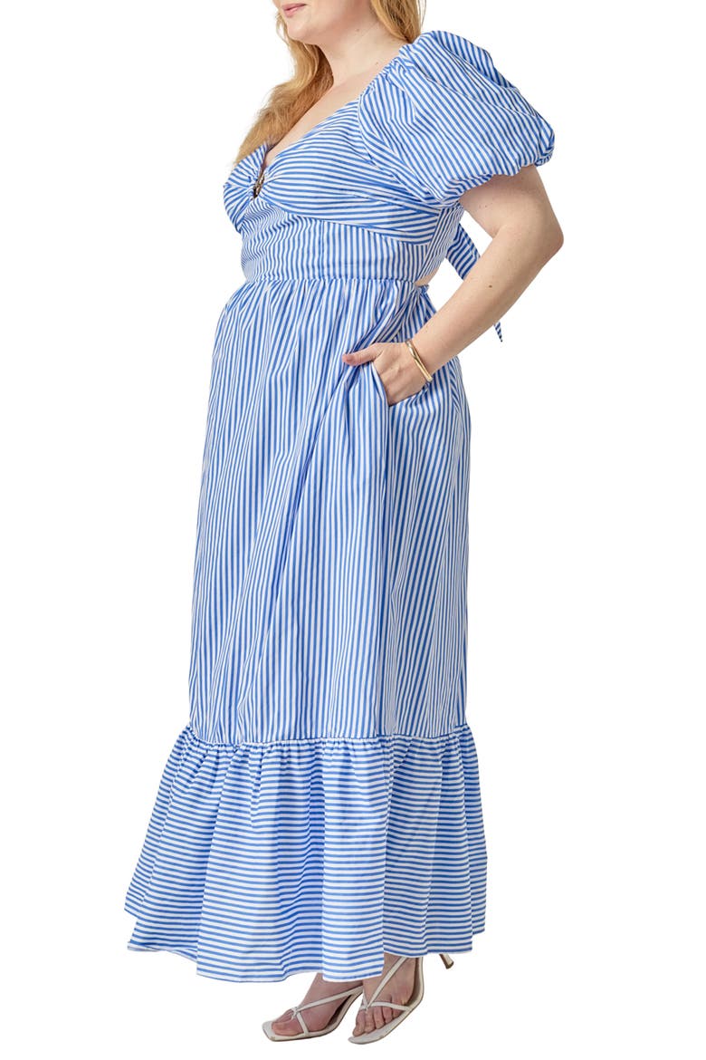 Starfish Striped Midi Dress, Alternate, color, WHITE/ BLUE