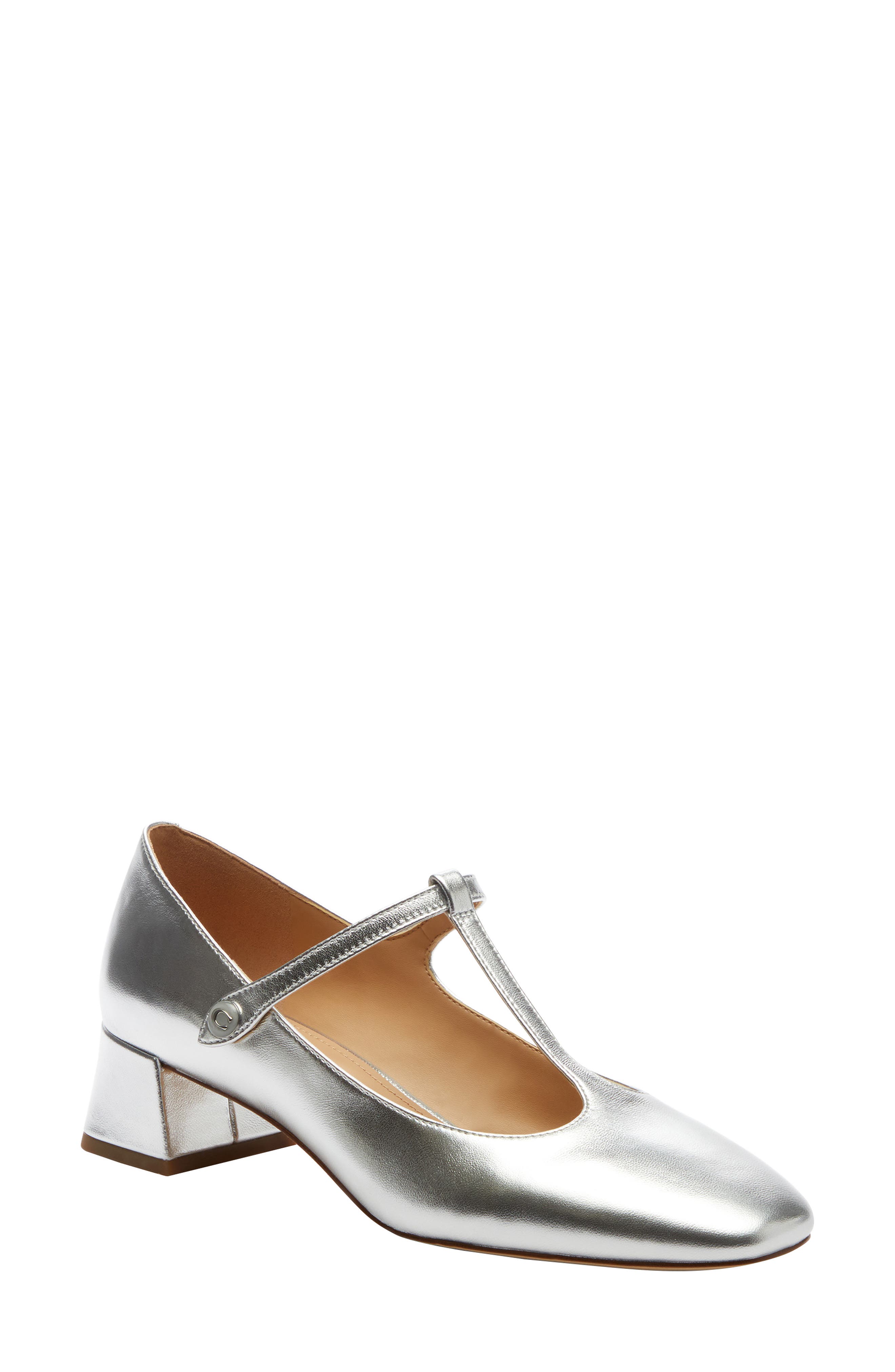 COACH Angelina T-Strap Pump, Main, color, Silver