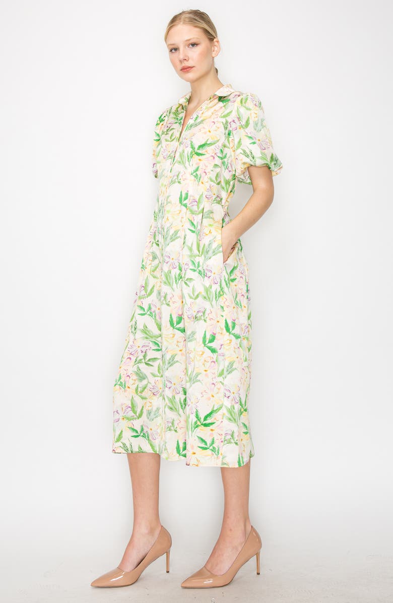 MELLODAY Puff Sleeve Satin Shirtdress, Alternate, color, 