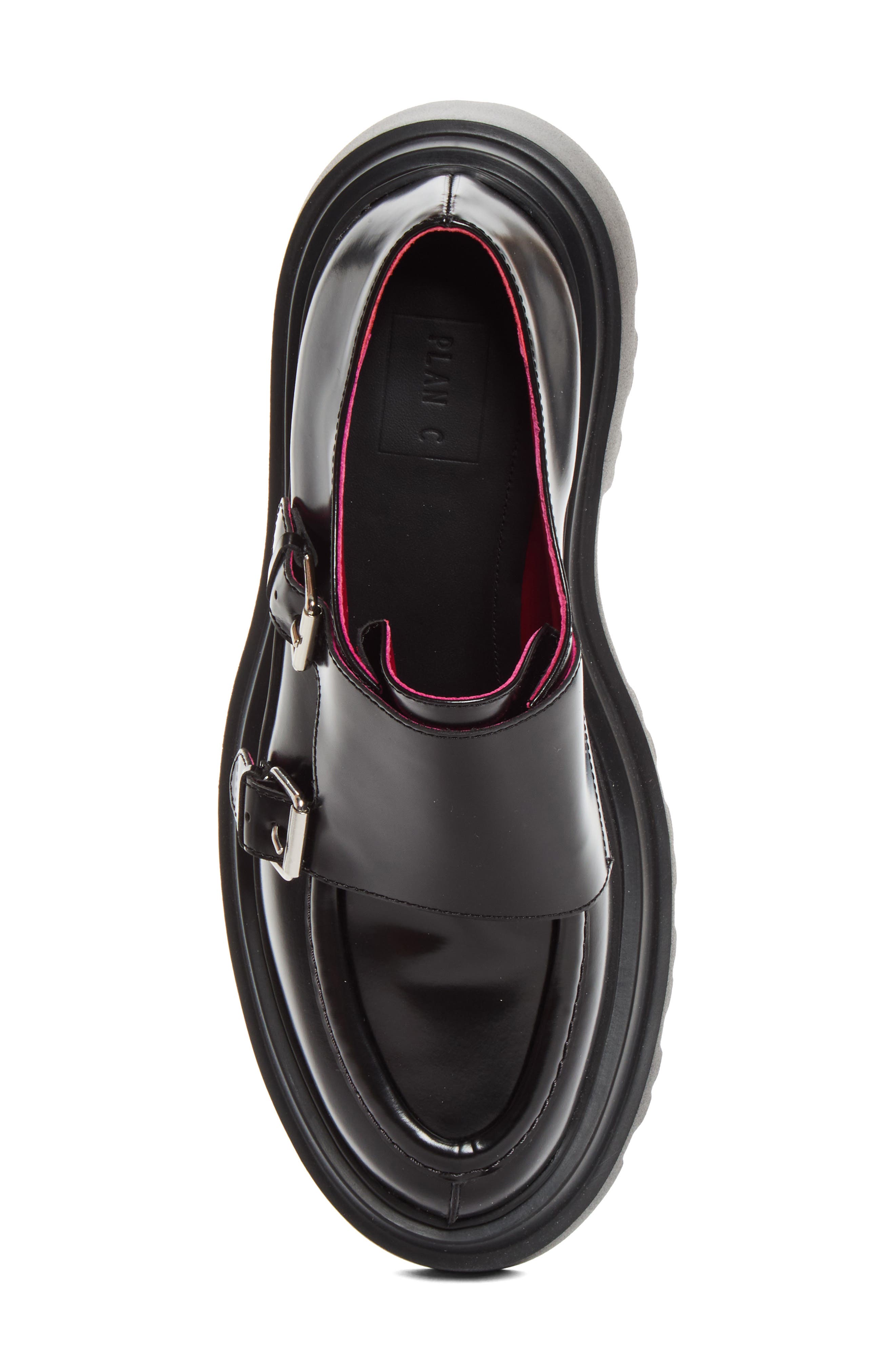 Monk Strap Buckle Platform Loafer, Alternate, color, BLACK