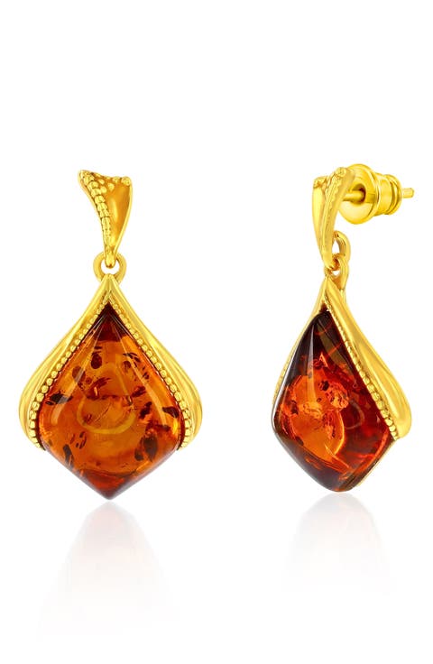 Marquise Cut Amber Drop Earrings