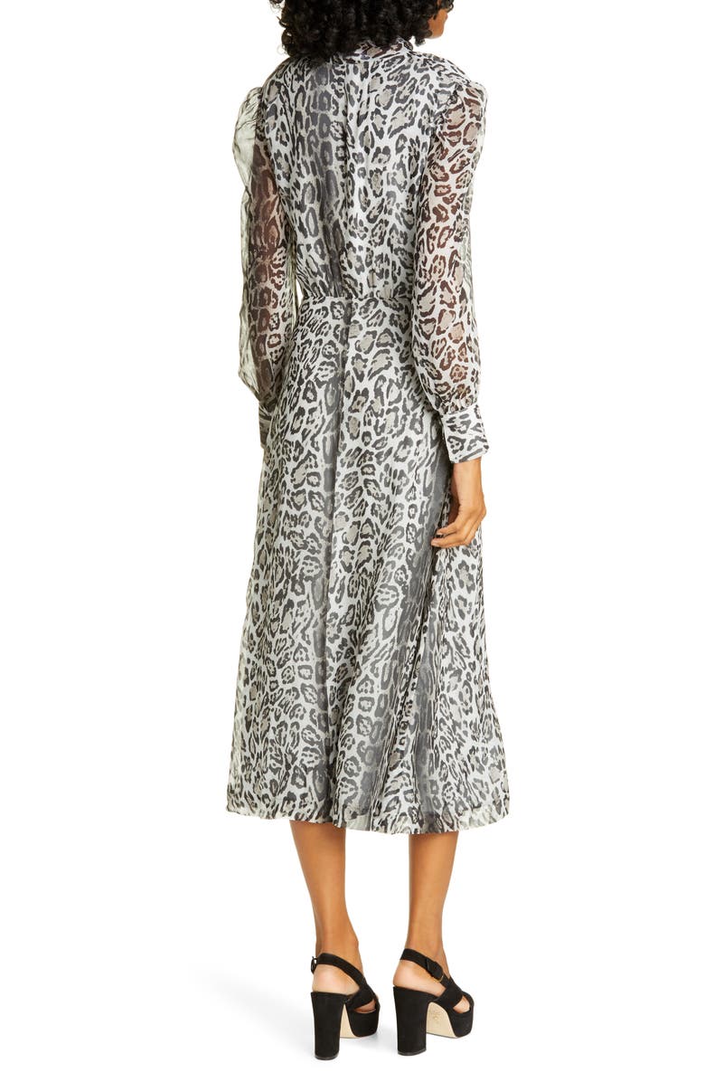 Tommy Hilfiger Tommy x Zendaya Leopard Tie Neck Long Sleeve Midi Dress |  Nordstrom