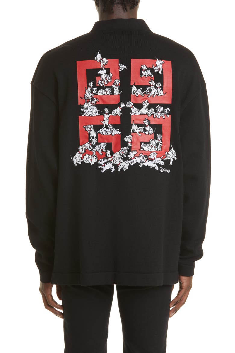 Disney x Givenchy '101 Dalmatians' Embroidered 4G Wool Cardigan, Alternate, color, BLACK/ RED