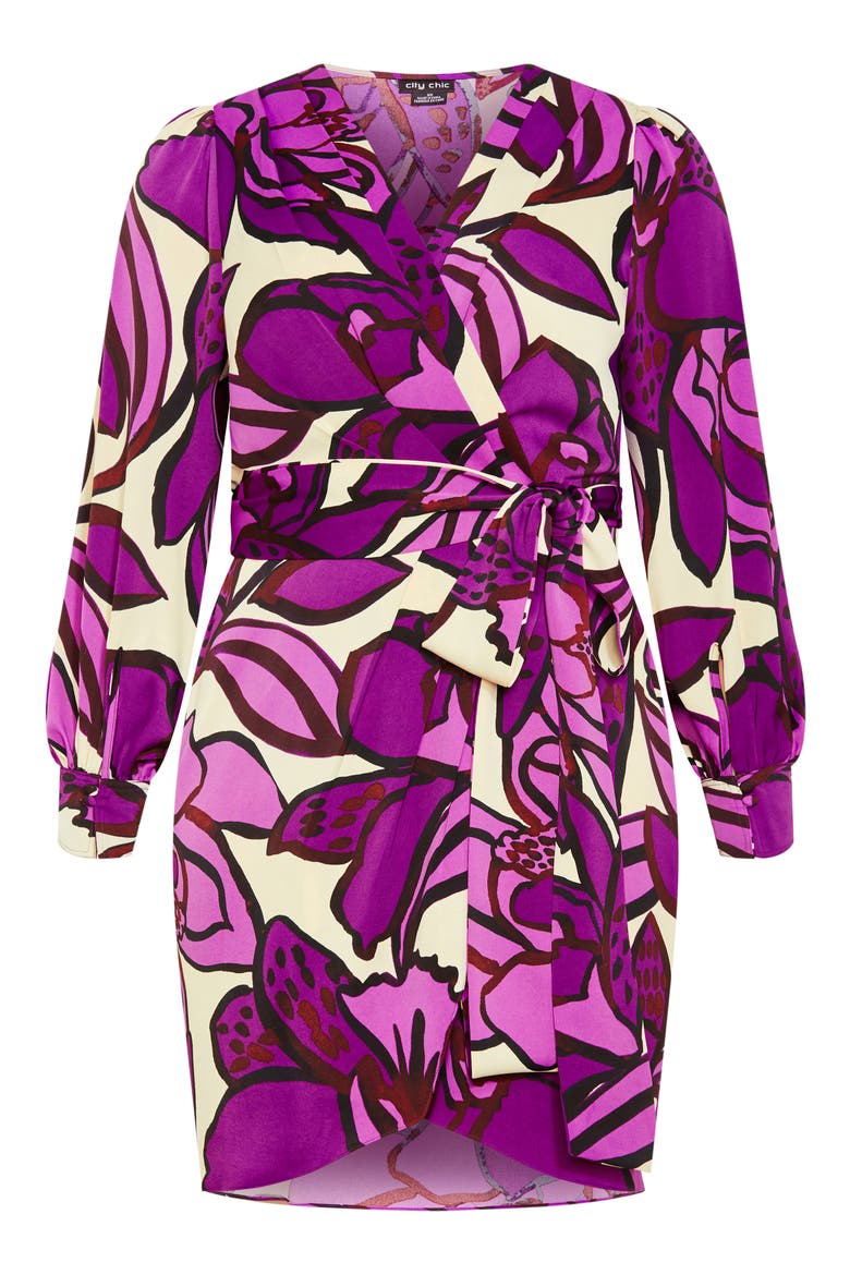 Amalia Floral Long Sleeve Faux Wrap Dress, Alternate, color, PRINT