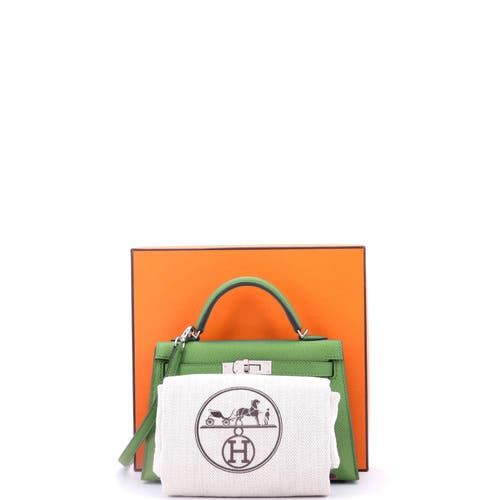 Pre-owned Hermes  Hermes Kelly Mini Ii Bag Green Epsom With Palladium Hardware 20 In Green