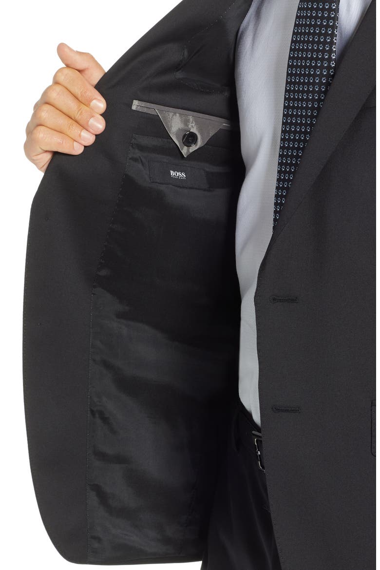 Genius Trim Fit Solid Wool Suit, Alternate, color, BLACK