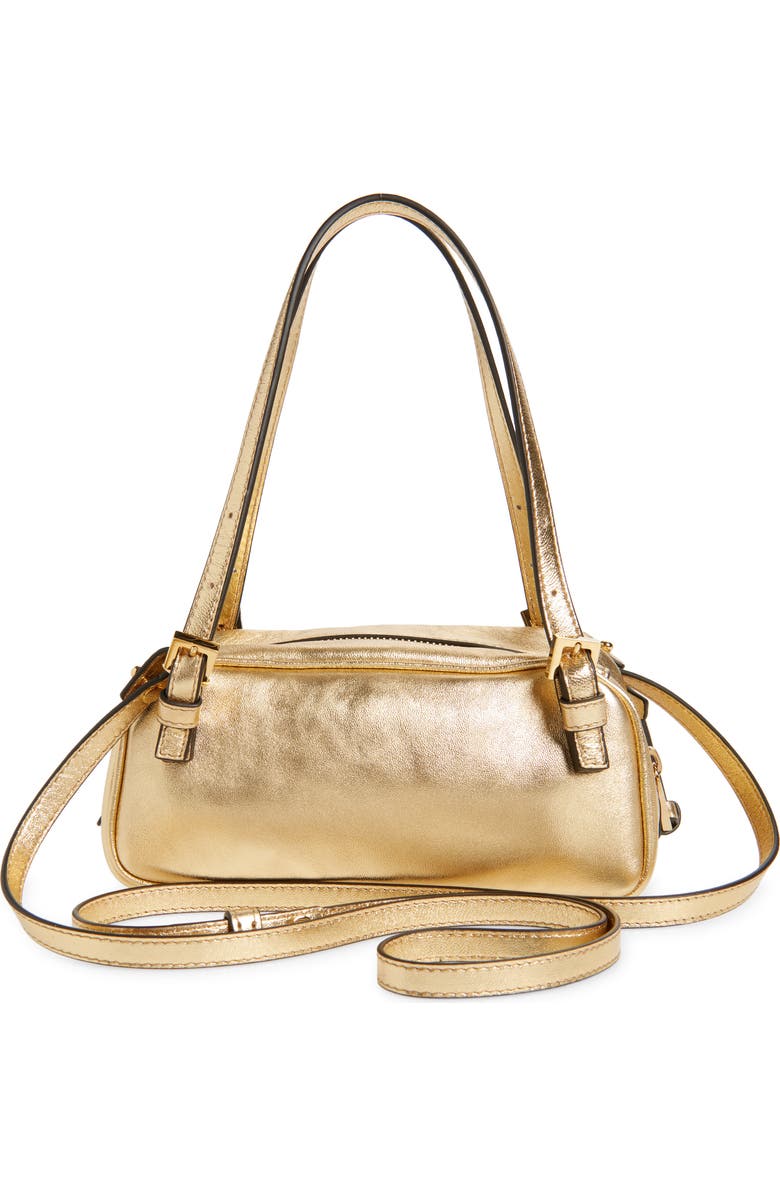 Versace Mini Tag Bowling Metallic Leather Shoulder Bag, Alternate, color,