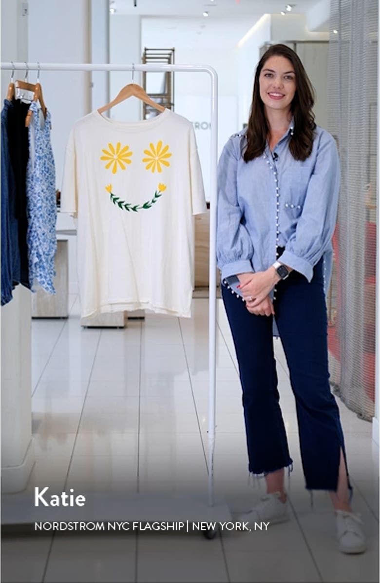 Sunshine Smiles Oversize Cotton Graphic T-Shirt, sales video thumbnail