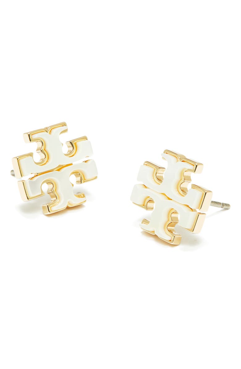 Tory Burch Moondance Mother of Pearl Stud Earrings, Alternate, color, Tory Gold / Mother Of Pearl