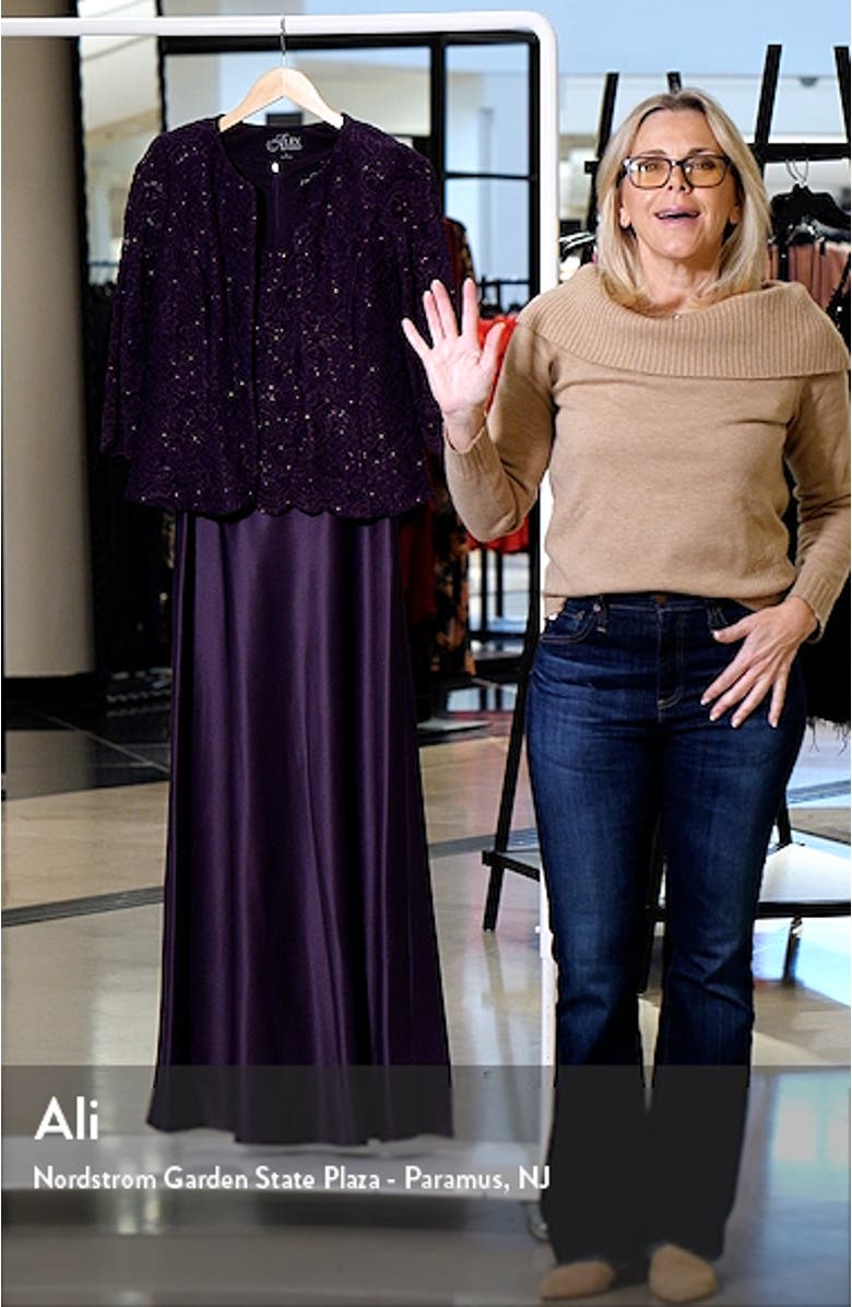 Embroidered Lace Mock Two-Piece Gown with Jacket, sales video thumbnail