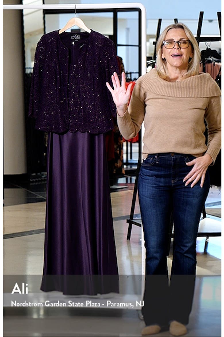 Embroidered Lace Mock Two-Piece Gown with Jacket video