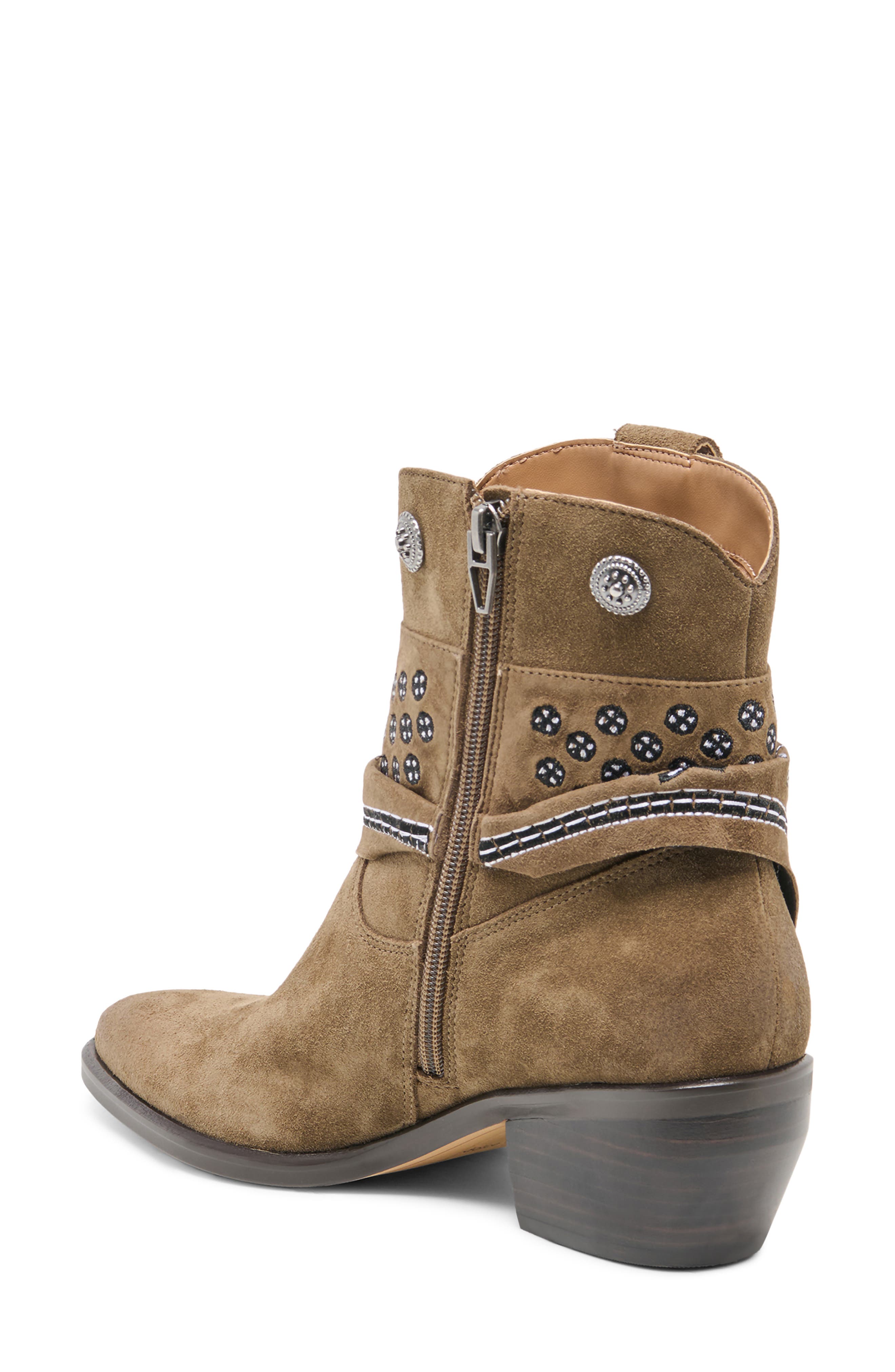 Mekala Embroidered Bootie, Alternate, color, OLIVE SUEDE