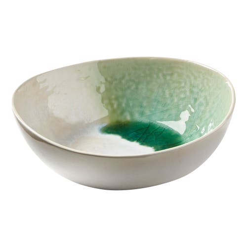 Tag Curve Crackle Glaze Stoneware Bowl In Green
