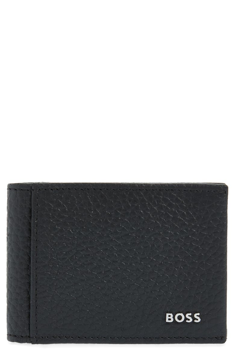 BOSS Crosstown Leather Money Clip Card Case, Main, color, 