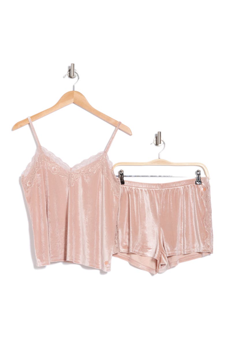 High Shine Velour Camisole & Shorts Pajamas, Alternate, color, SHADOW GRAY