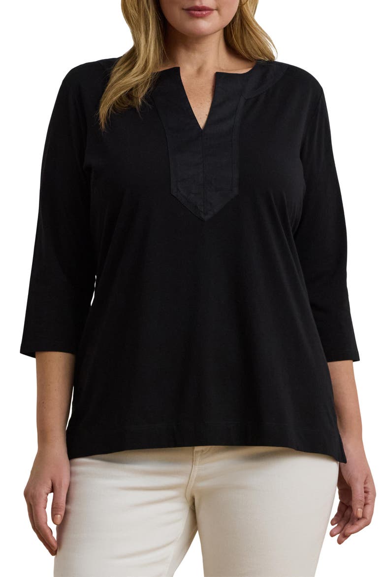 Split Neck Tunic, Main, color, BLACK