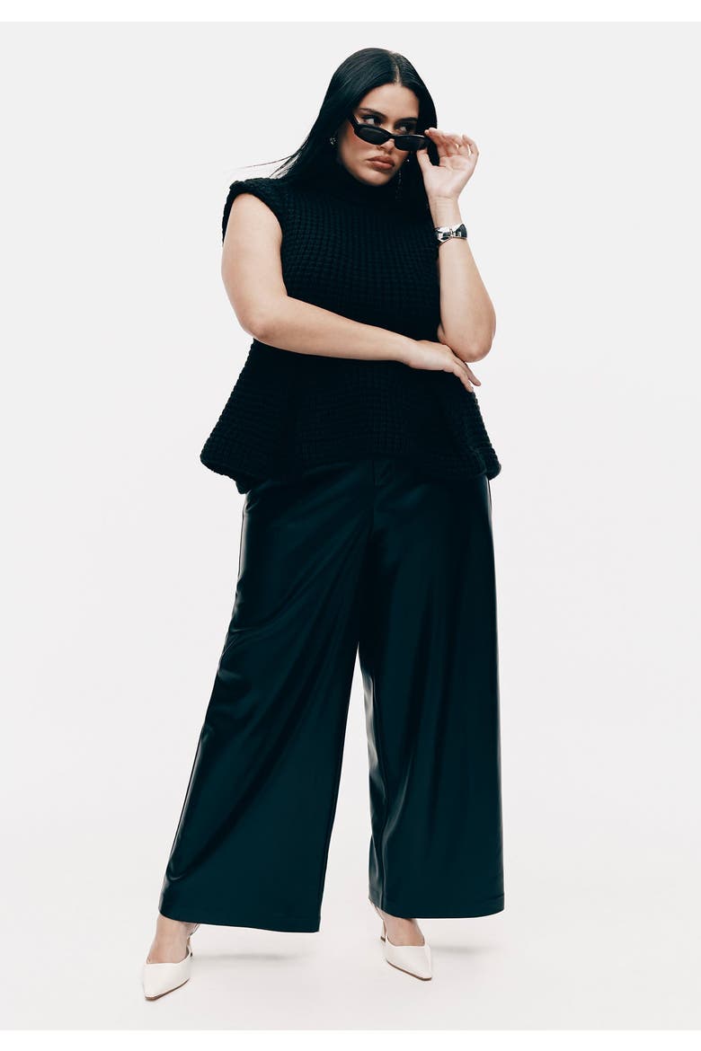 Wide Leg Faux Leather Pant, Alternate, color, BLACK ONYX