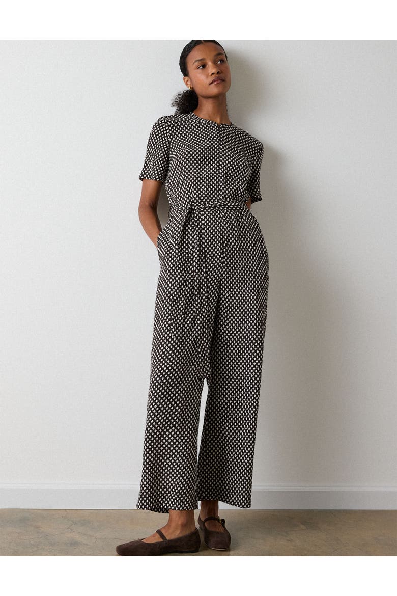 Short Sleeve Wide Leg Jumpsuit, Main, color, Brown/Multi