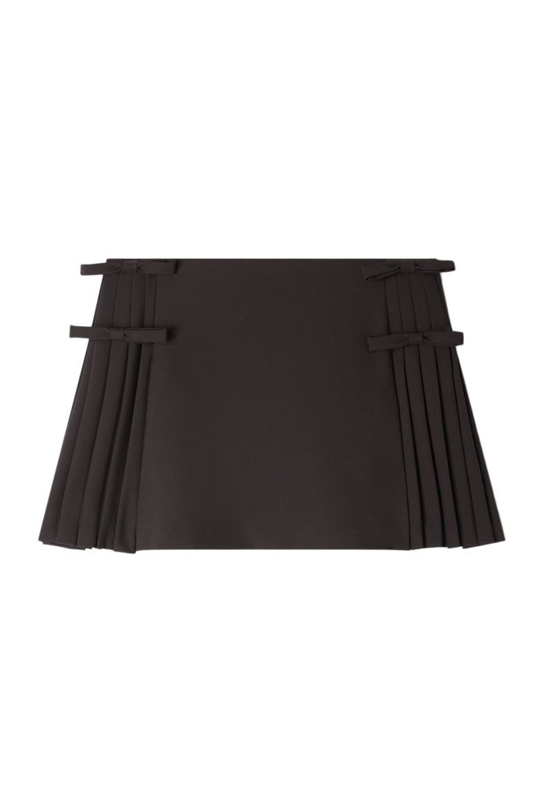 Short pleated wool skirt, Alternate, color, Brown