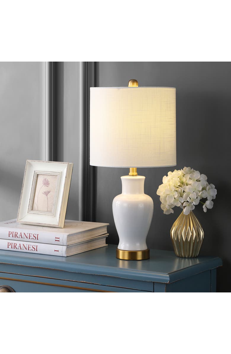 JONATHAN Y Chi Ceramic/Iron Modern Classic LED Table Lamp, Alternate, color, White