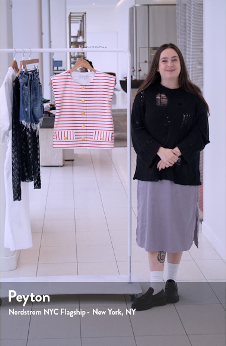 Stripe Sleeveless Button-Up Top, sales video thumbnail