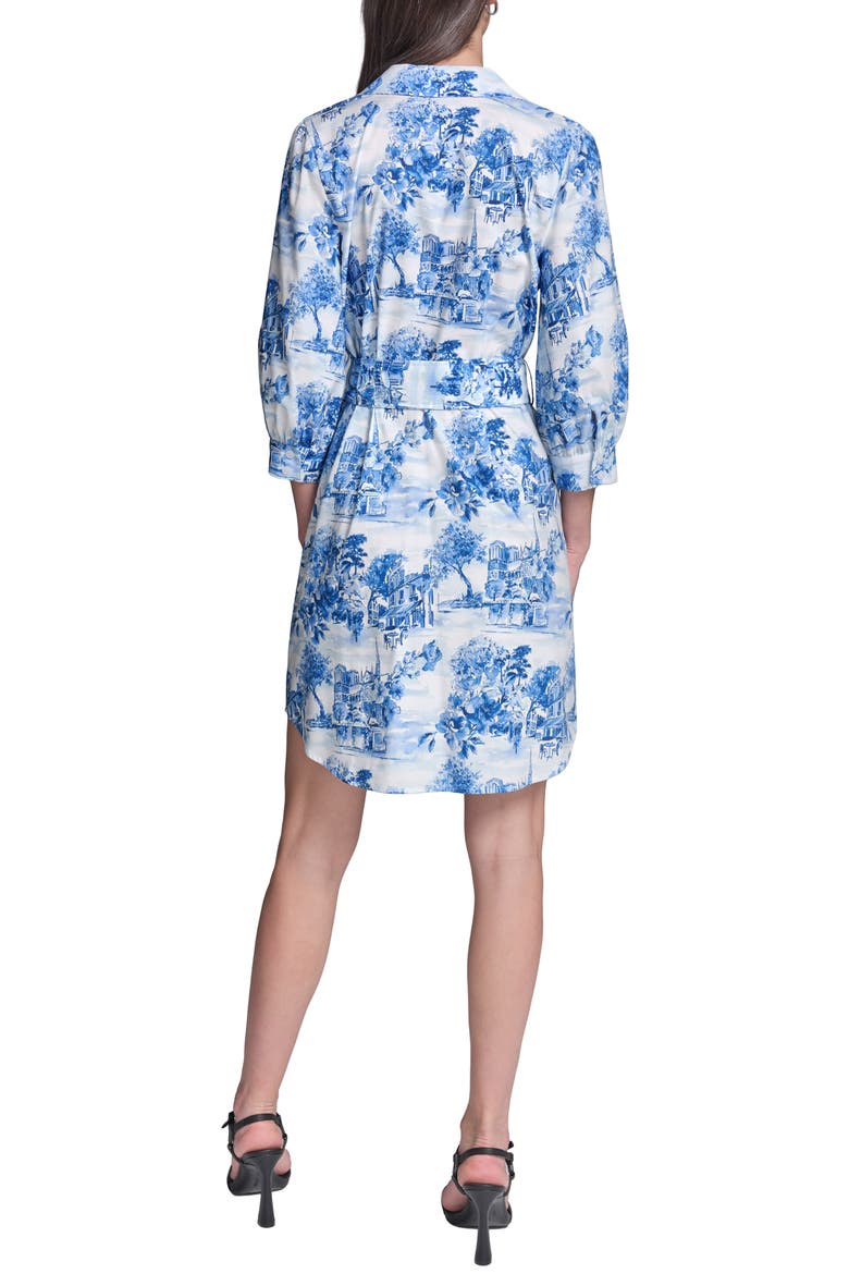 Toile Print Long Sleeve Shirtdress, Alternate, color, PORCELAIN BLUE COMBO
