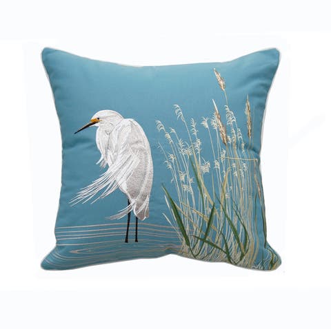 Snowy White Egret Indoor/Outdoor Accent Throw Pillow Decor