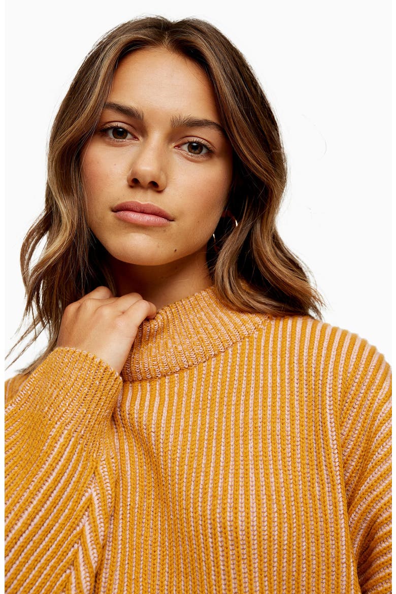 Mock Neck Sweater, Alternate, color, MUSTARD