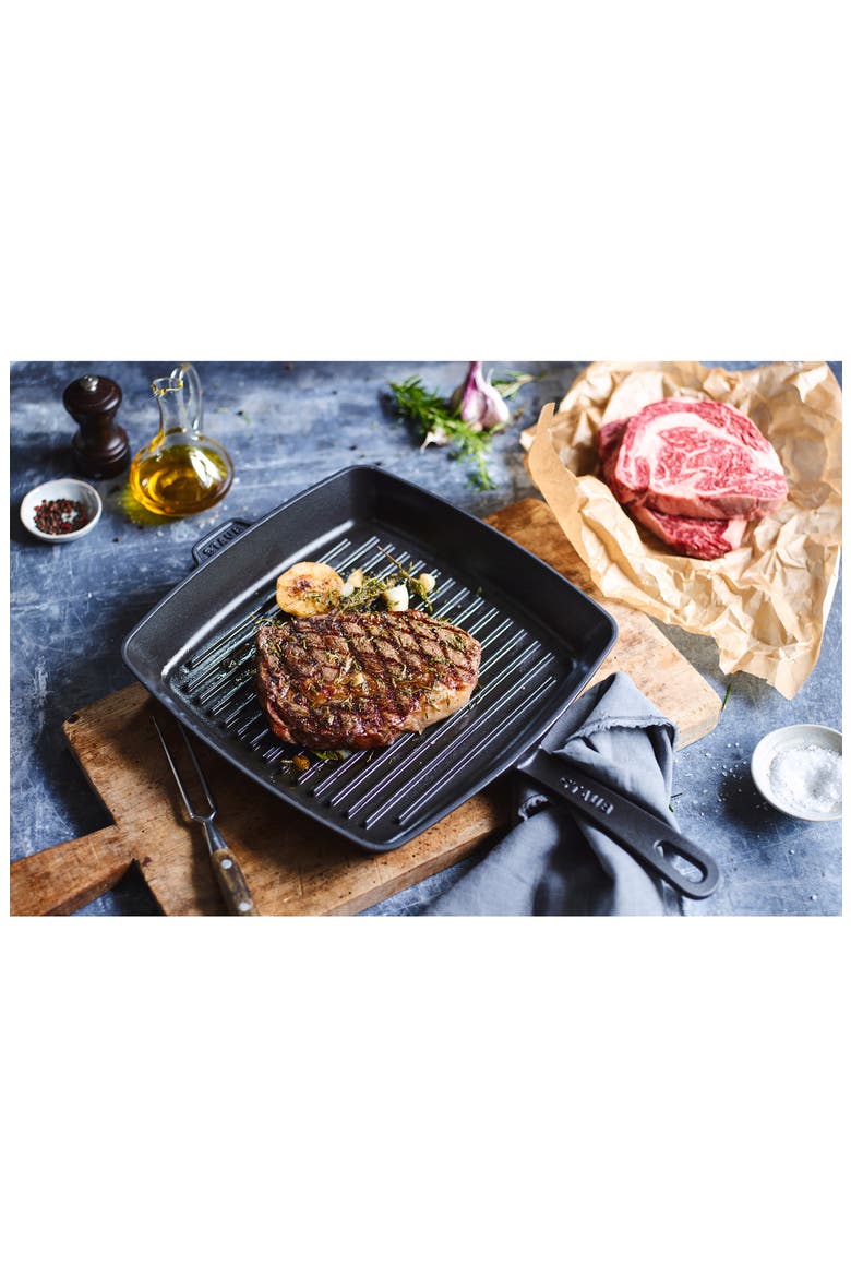 12-Inch Enameled Cast Iron Square Grill Pan, Alternate, color, MATTE BLACK