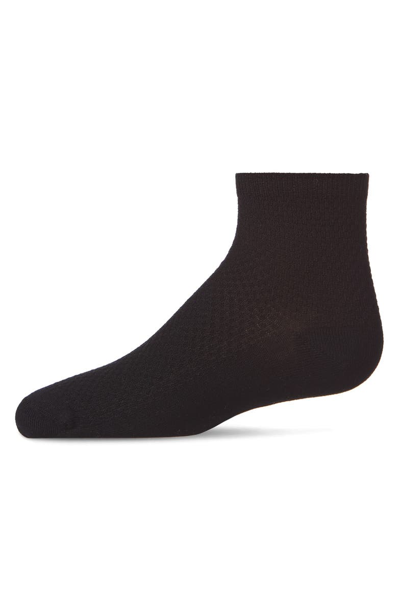 Girls' Pique Stitch Anklet Socks, Main, color, Black