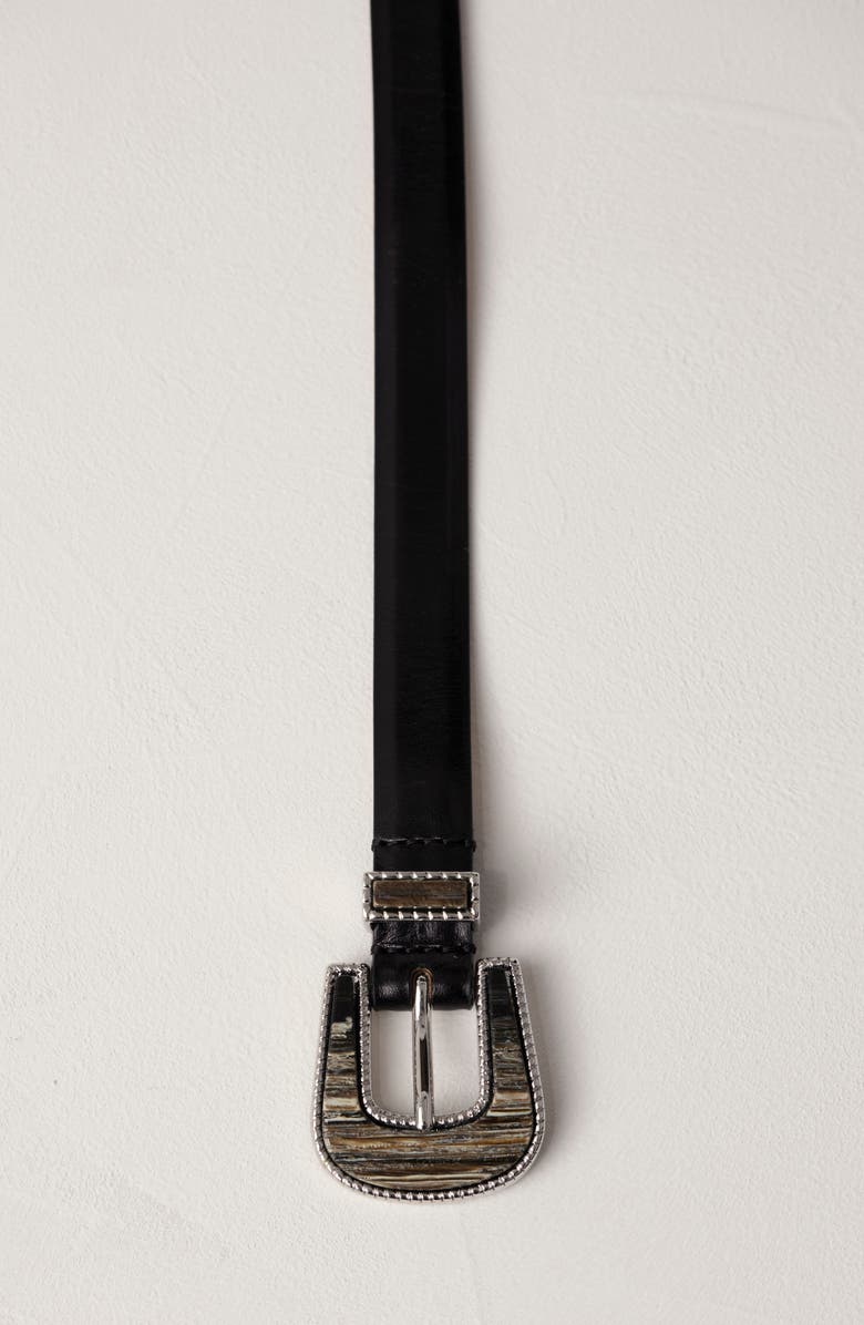 Déhanche Travertine Leather Belt, Alternate, color, Black/Onyx/Silver