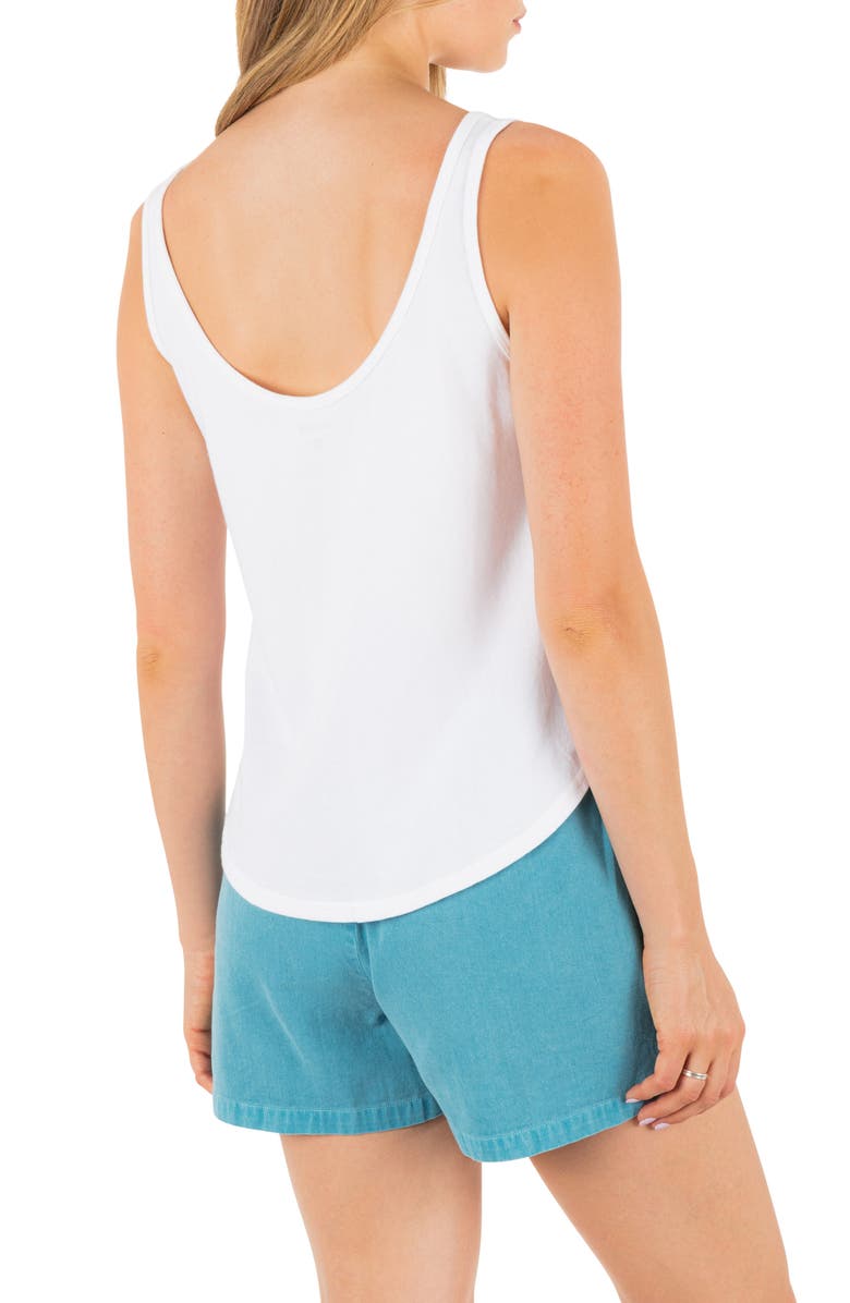 Hurley Palm Tree Auto Scoop Hem Cotton Graphic Tank Top, Alternate, color, White