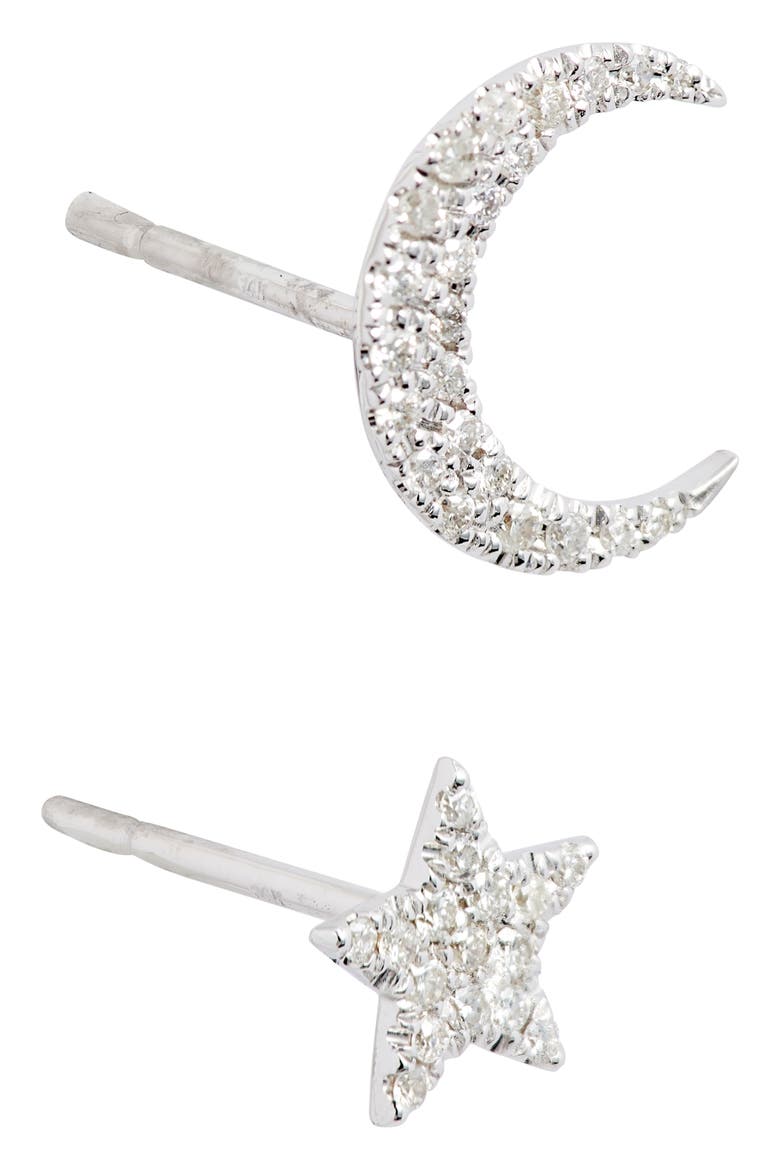 Mismatched Diamond Stud Earrings, Alternate, color, WHITE GOLD