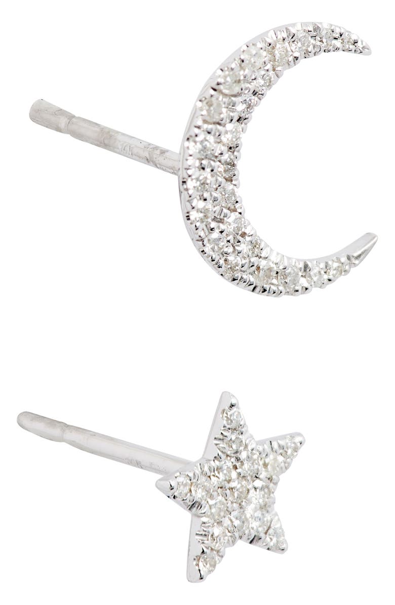 Meira T Mismatched Diamond Stud Earrings, Alternate, color, White Gold