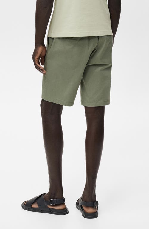 Mango Flat Front Stretch Cotton Bermuda Shorts In Green