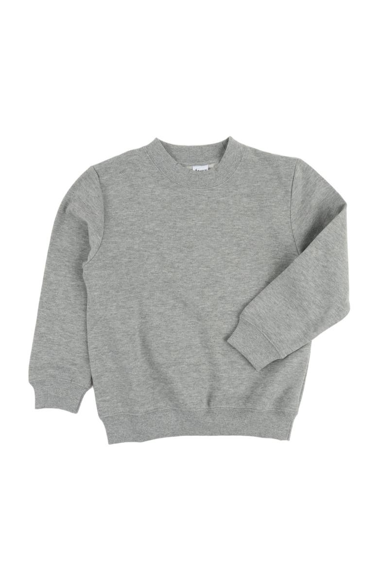 Leveret Kids Pullover Sweatshirt, Long Sleeve, Solid Colors, Alternate, color, Light Gray
