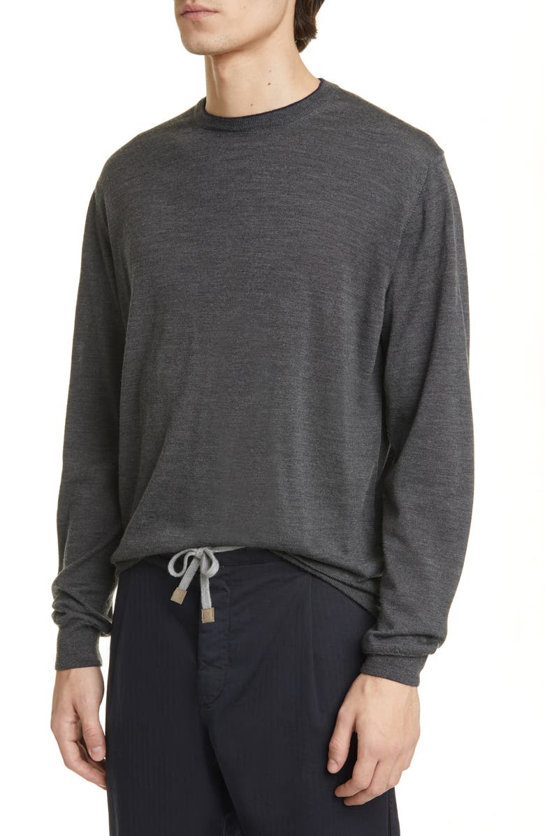 Eleventy Fine Gauge Merino Wool & Silk Crewneck Sweater, Alternate, color, 