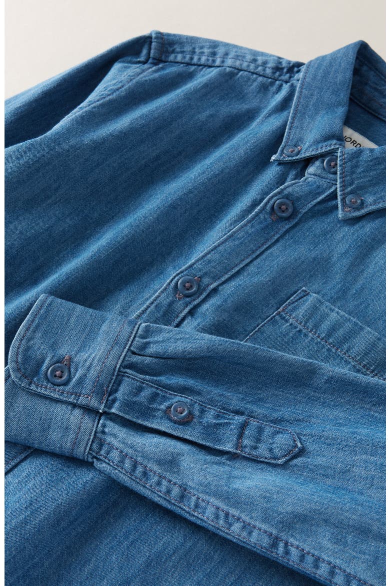 Kids' Cotton Chambray Button-Down Shirt, Alternate, color, MID GEM WASH