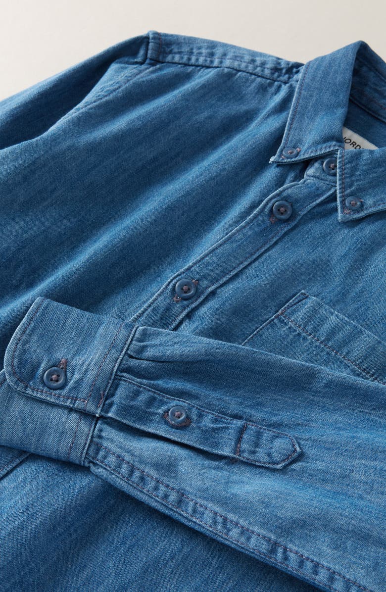 Nordstrom Kids' Cotton Chambray Button-Down Shirt, Alternate, color, Mid Gem Wash
