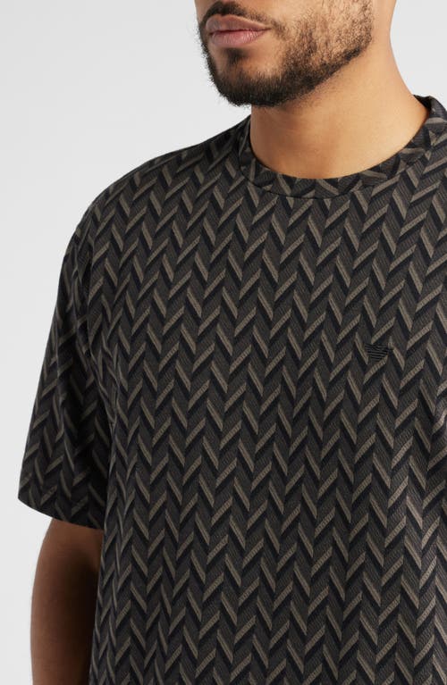 Emporio Armani Cotton Geometric Print T-shirt In Dark Grey