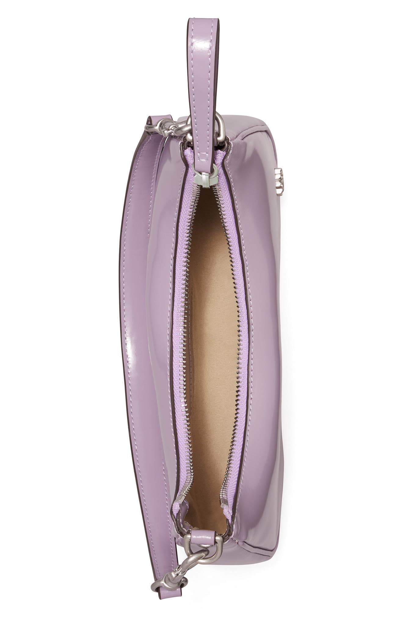151 Mercer Patent Small Leather Crescent Bag, Alternate, color, THISTLE