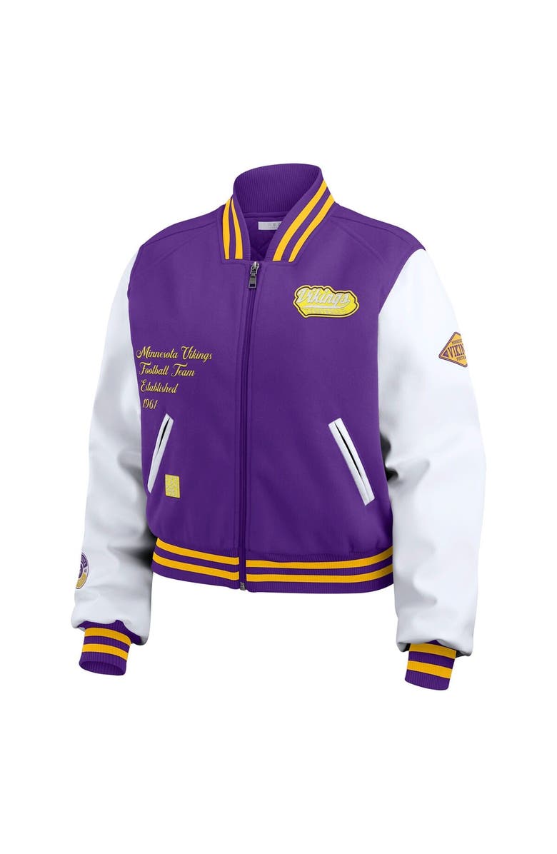 WEAR by Erin Andrews Women's WEAR by Erin Andrews  Purple/White Minnesota Vikings Varsity Full-Zip Jacket, Alternate, color, 