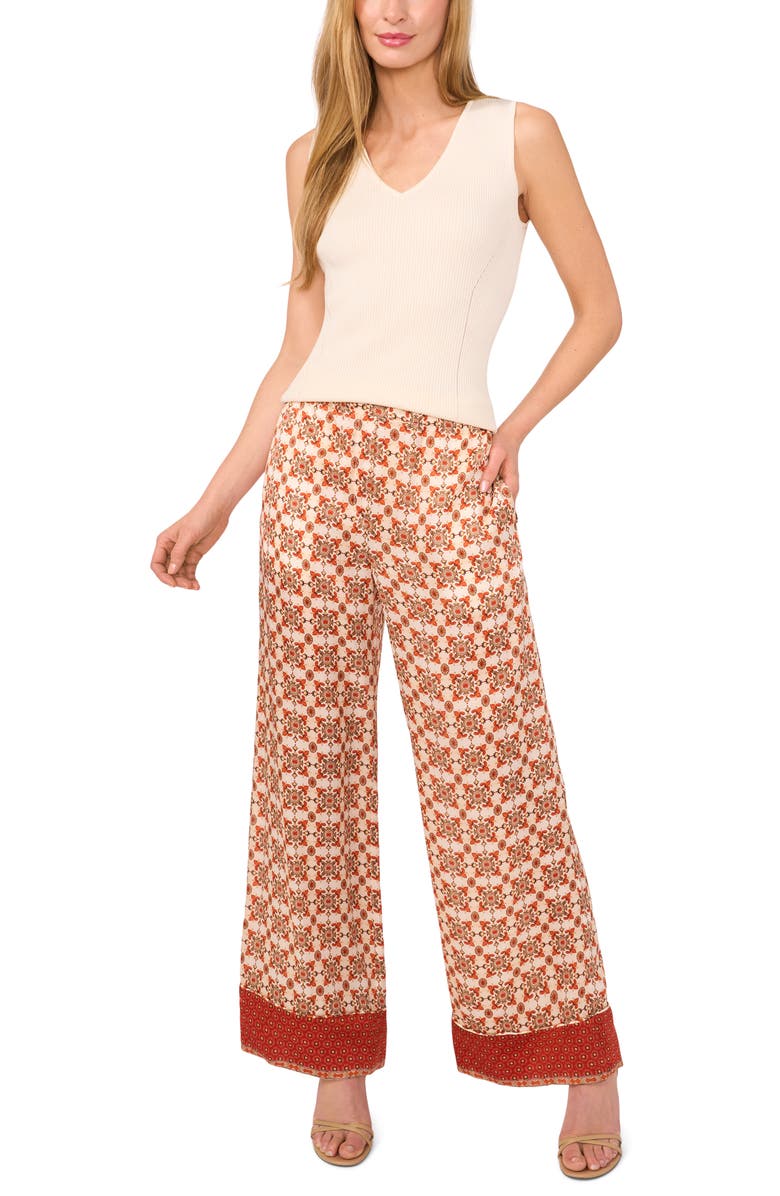 Ted Baker Mixed Print Wide Leg Pull-On Pants, Alternate, color, 