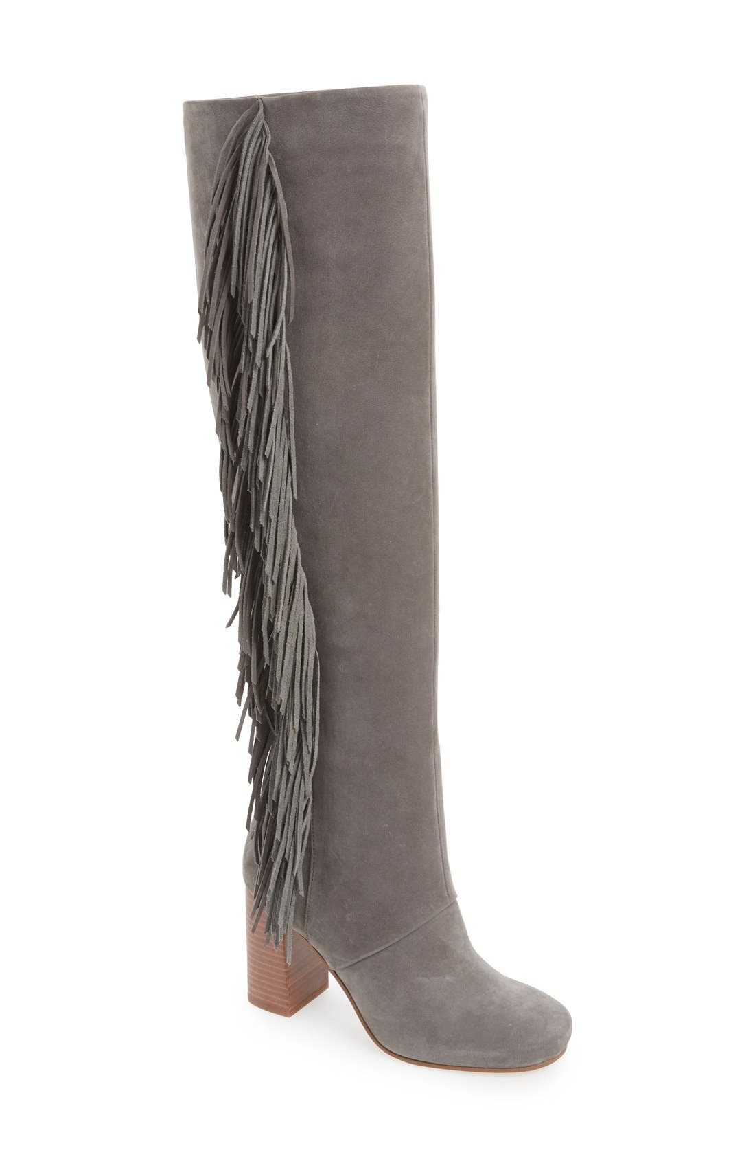 Sam Edelman 'Taylan' Over the Knee Fringe Boot, Main, color, 