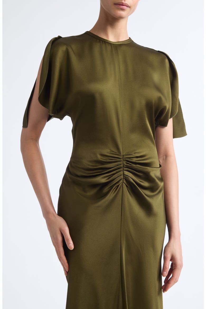 Isabella Short Sleeve Column Gown, Alternate, color, MARSH GREEN