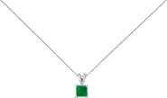 Haus of Brilliance 14K Gold 5x5 MM Square Shaped Gemstone Solitaire Pendant Necklace